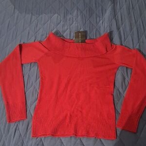 Zara Ruby Red Off-Shoulder Sweater